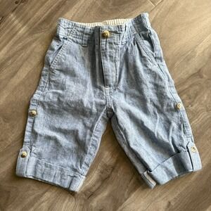 Janie and Jack Baby Boys 12-18 Months Blue Linen Blend Pants Stretch